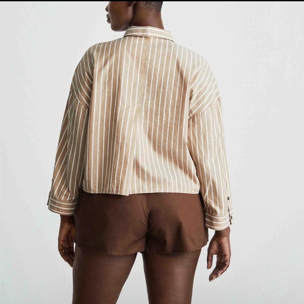 Everlane The Woven P.J. Top Cotton Brown White Stripes multiple sizes - Picture 3 of 6